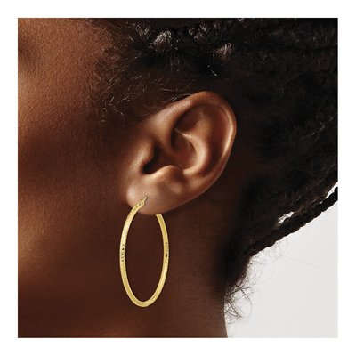 10K Yellow Gold 40mm Diamond-Cut Hoop Earrings – view 4