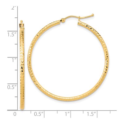 10K Yellow Gold 40mm Diamond-Cut Hoop Earrings – view 5