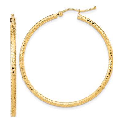 10K Yellow Gold 40mm Diamond-Cut Hoop Earrings