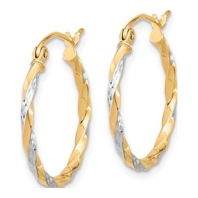 10K Yellow Gold 21mm Twisted Hoop Earrings – view 3