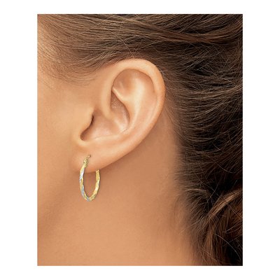 10K Yellow Gold 21mm Twisted Hoop Earrings – view 4