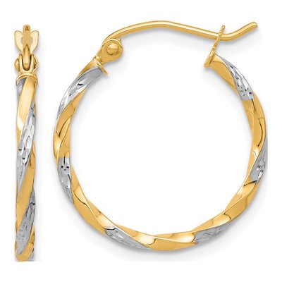 10K Yellow Gold 21mm Twisted Hoop Earrings
