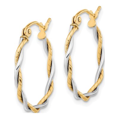 10K Two-Tone Gold 22mm Twisted Hoop Earrings – view 3