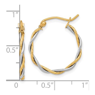 10K Two-Tone Gold 22mm Twisted Hoop Earrings – view 5