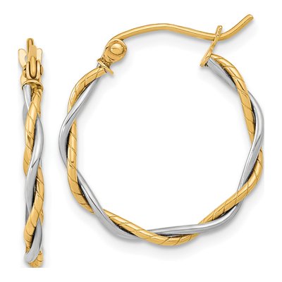 10K Two-Tone Gold 22mm Twisted Hoop Earrings