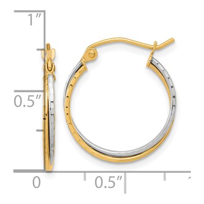 10K Two-Tone Gold 19mm Diamond-Cut Twisted Double Hoop Earrings – view 5