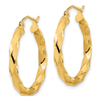 10K Yellow Gold 27mm Twisted Hoop Earrings – view 3