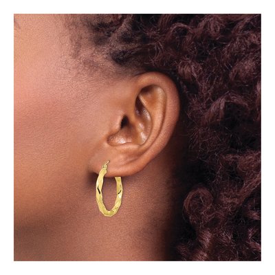10K Yellow Gold 27mm Twisted Hoop Earrings – view 4