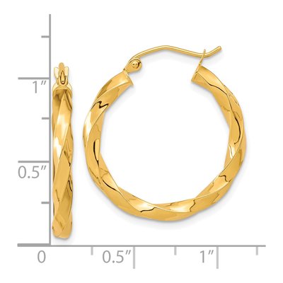 10K Yellow Gold 27mm Twisted Hoop Earrings – view 5