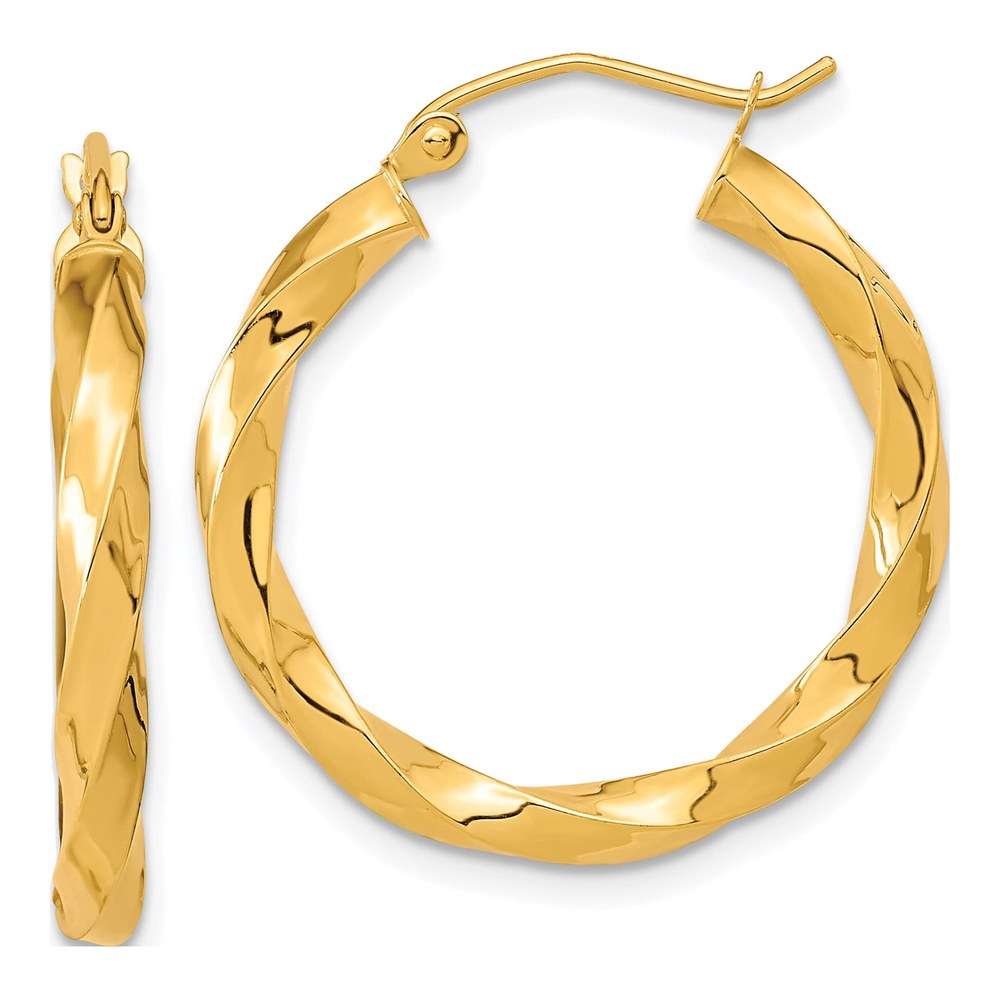 10K Yellow Gold 27mm Twisted Hoop Earrings