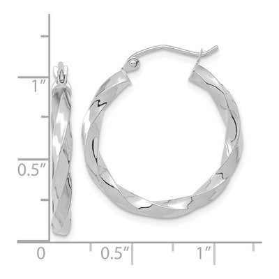 10K White Gold 27mm Twisted Hoop Earrings – view 3