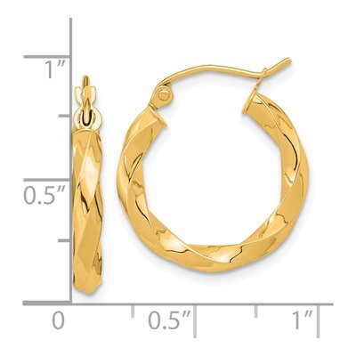 10K Yellow Gold 22mm Twisted Hoop Earrings – view 3