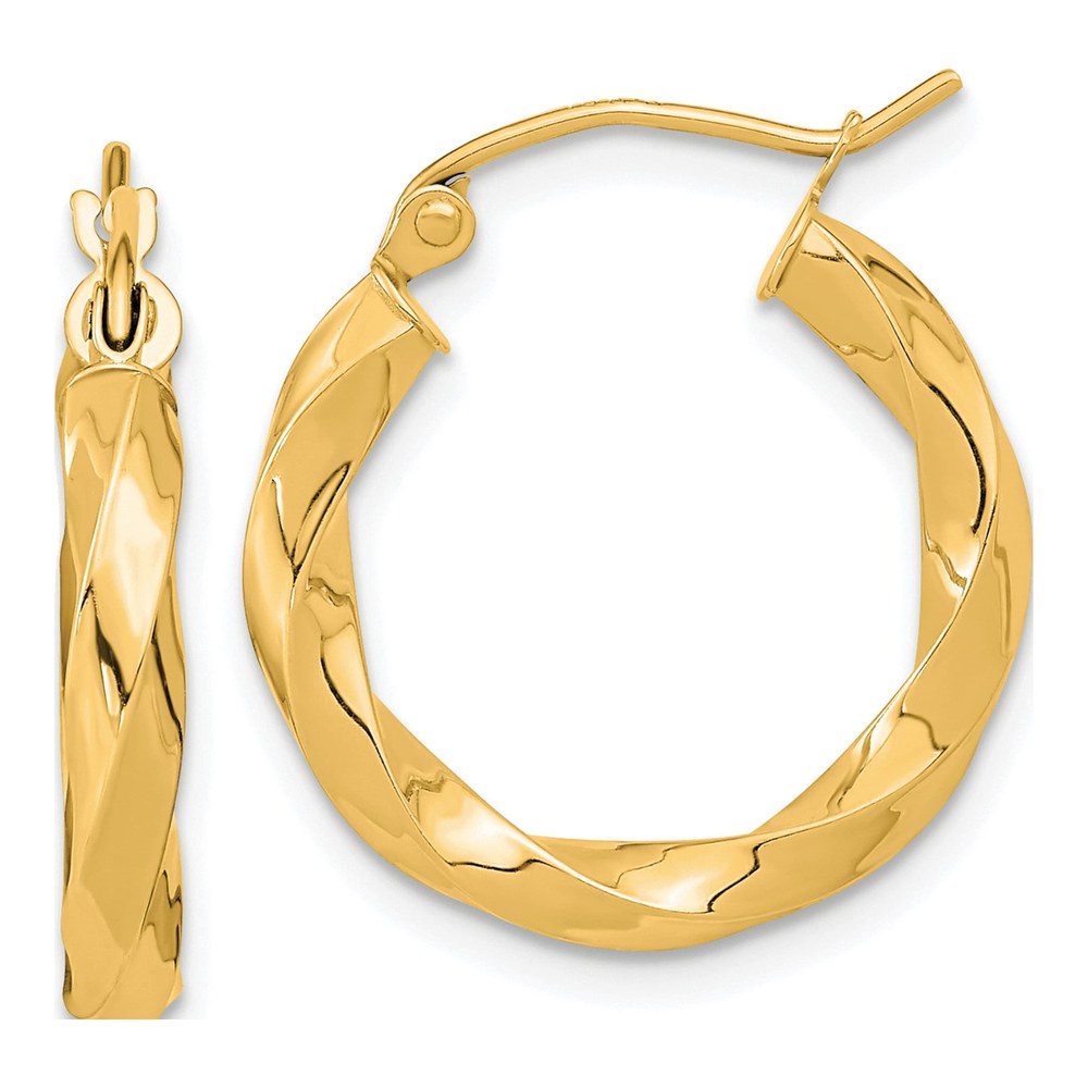 10K Yellow Gold 22mm Twisted Hoop Earrings