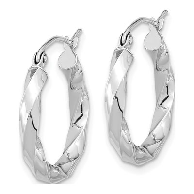 10K White Gold 22mm Twisted Hoop Earrings – view 3
