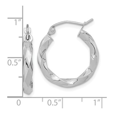 10K White Gold 22mm Twisted Hoop Earrings – view 5