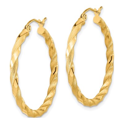 10K Yellow Gold 32mm Twisted Hoop Earrings – view 3