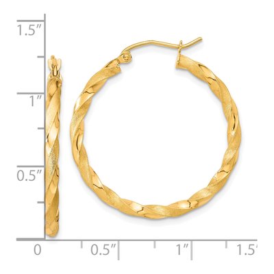 10K Yellow Gold 32mm Twisted Hoop Earrings – view 5