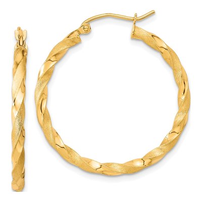 10K Yellow Gold 32mm Twisted Hoop Earrings