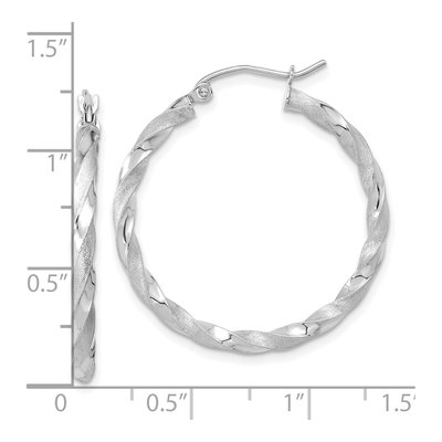 10K White Gold 32mm Twisted Hoop Earrings – view 3