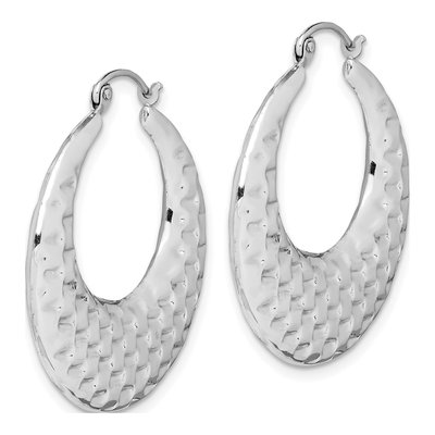 10K White Gold 29mm Textured Hoop Earrings – view 3