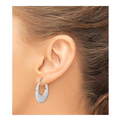 10K White Gold 29mm Textured Hoop Earrings – view 4