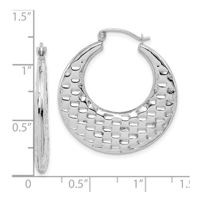 10K White Gold 29mm Textured Hoop Earrings – view 5
