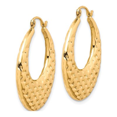 10K Yellow Gold 29mm Textured Hoop Earrings – view 3
