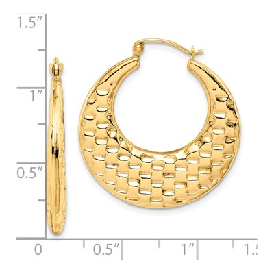 10K Yellow Gold 29mm Textured Hoop Earrings – view 5