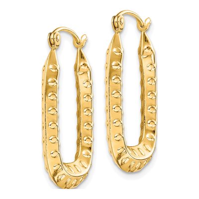 10K Yellow Gold Textured Rectangle Hoop Earrings – view 3