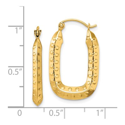 10K Yellow Gold Textured Rectangle Hoop Earrings – view 5