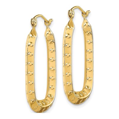 10K Yellow Gold Textured Rectangle Hoop Earrings – view 3