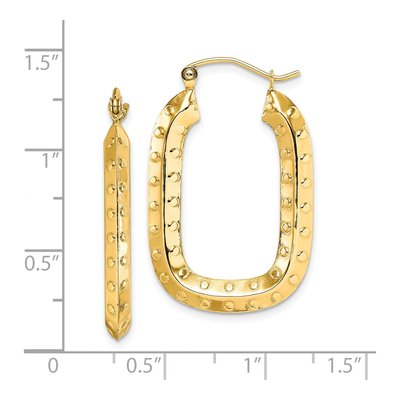 10K Yellow Gold Textured Rectangle Hoop Earrings – view 5