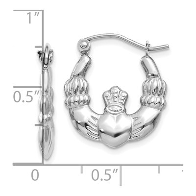 10K White Gold Claddagh Hoop Earrings – view 3