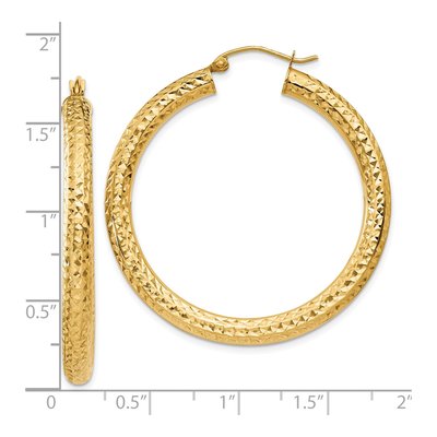 10K Yellow Gold 40mm Diamond-Cut Hoop Earrings – view 5