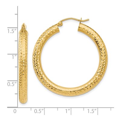 10K Yellow Gold 35mm Diamond-Cut Round Hoop Earrings – view 5