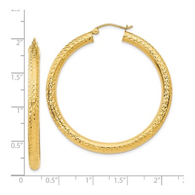 10K Yellow Gold 45mm Diamond-Cut Hoop Earrings – view 5