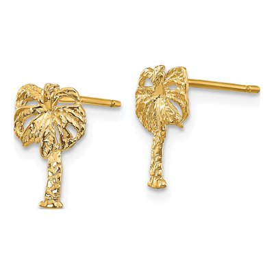 10K Yellow Gold Palm Tree Stud Earrings – view 3