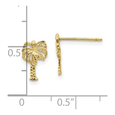 10K Yellow Gold Palm Tree Stud Earrings – view 4