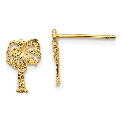 10K Yellow Gold Palm Tree Stud Earrings