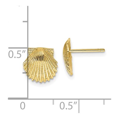 10K Yellow Gold Scallop Shell Stud Earrings – view 4