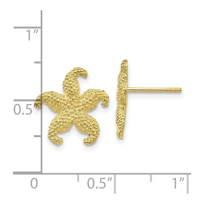 10K Yellow Gold Textured Starfish Stud Earrings – view 4