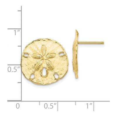 10K Yellow Gold Sand Dollar Stud Earrings – view 3