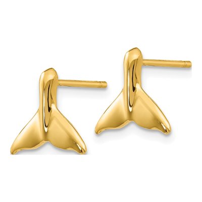 10k Yellow Gold Whale Tail Post Earrings – view 3