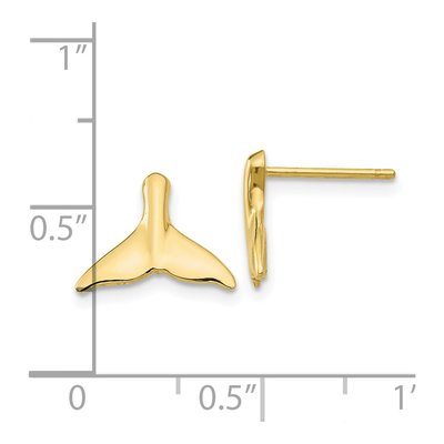 10k Yellow Gold Whale Tail Post Earrings – view 4