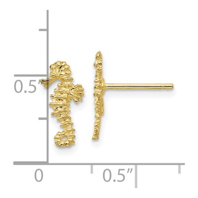 10K Yellow Gold Mini Seahorse Stud Earrings – view 5