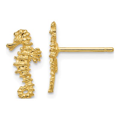 10K Yellow Gold Mini Seahorse Stud Earrings