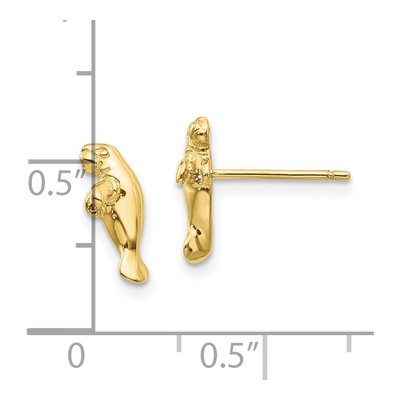 10K Yellow Gold Mini Manatee Stud Earrings – view 4