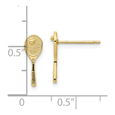 10K Yellow Gold Tennis Racquet Ball Stud Earrings – view 4