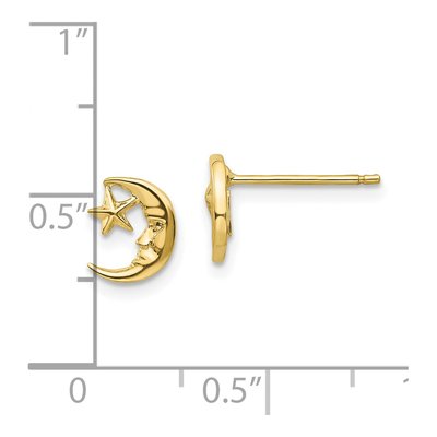 10K Yellow Gold Moon Star Stud Earrings – view 4