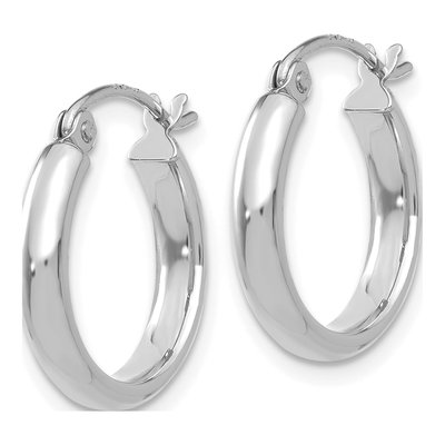 10K White Gold 15mm Hoop Earrings – view 3